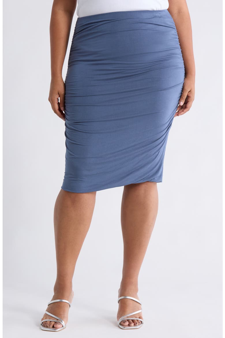 Side Ruched Skirt, Main, color, BLUE