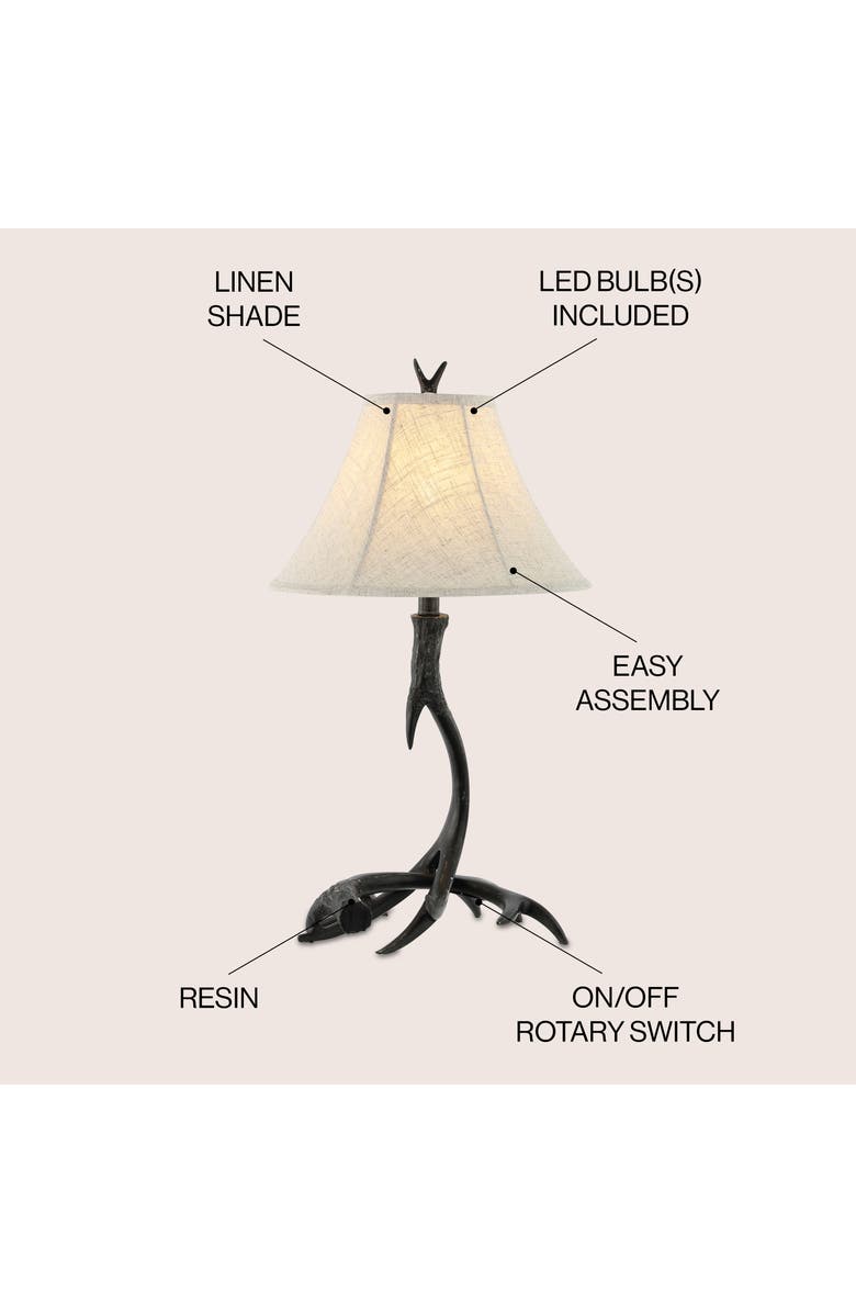 JONATHAN Y Antler 27.5" Rustic Resin LED Table Lamp, Alternate, color, Black