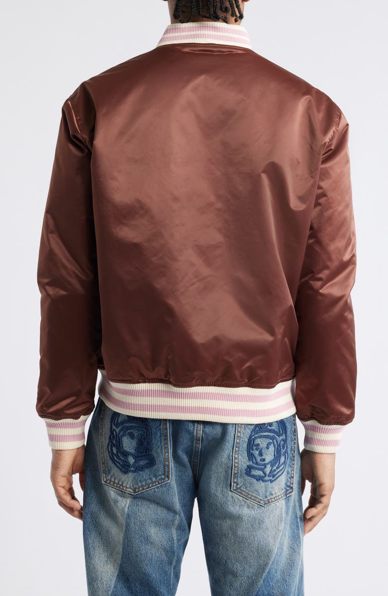 ICECREAM University Satin Graphic Snap-Up Jacket, Alternate, color, Brunette