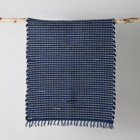Riverweave Navy Blue Hand-Loomed Cotton Mat