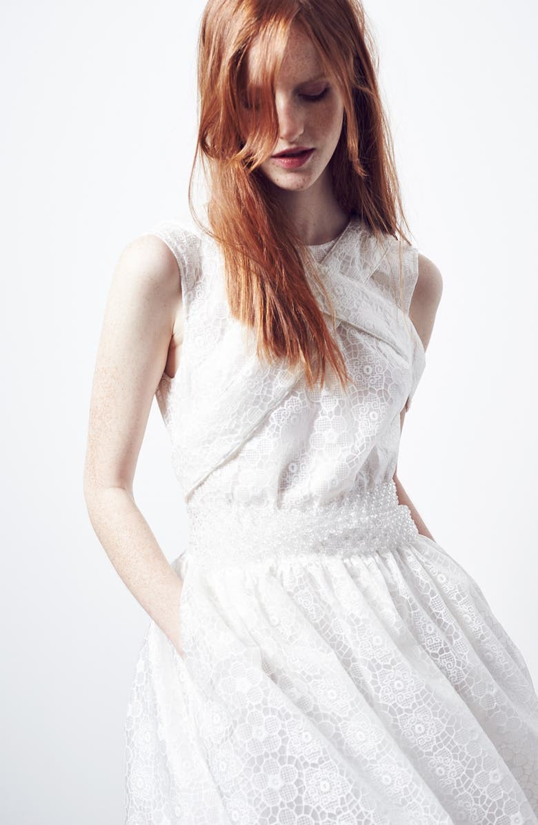 Simone Rocha Bonded Lace Fit & Flare Dress, Alternate, color, 