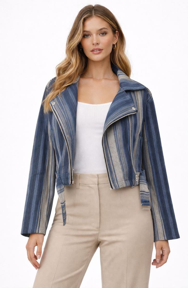 SAACHI Striped Denim Jacket, Alternate, color, Blue