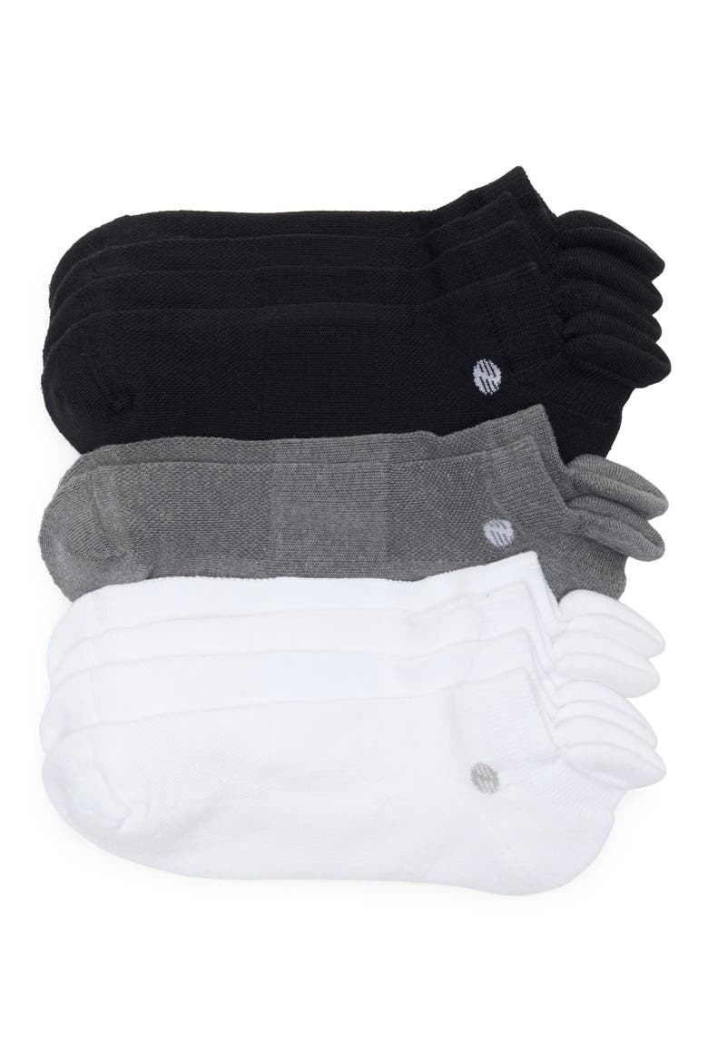 All Purpose Cushioned 5-Pack Tab Back Socks, Main, color, WHITE GREY MULTI