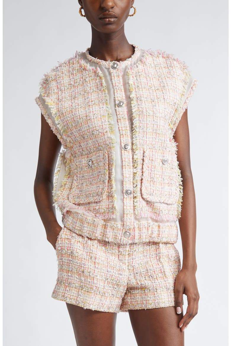 Fancy Metallic Tweed Vest, Main, color, 2PS40-95 PASTEL PINK WHITE