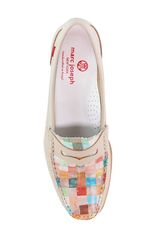 Marc Joseph New York East Village 2.0 Leather Penny Loafer, Alternate, color, Nude & Mosaic Napa