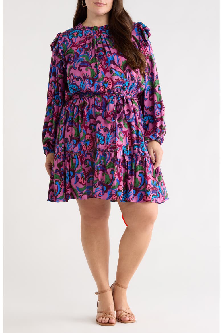 Valier Floral Long Sleeve Dress, Main, color, MAUVE-MULTI