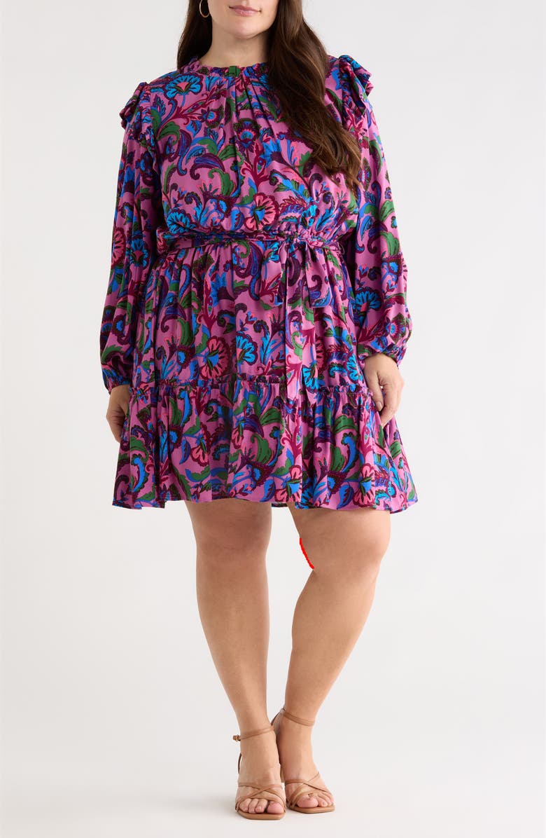 SUGARLIPS Valier Floral Long Sleeve Dress, Main, color, Mauve-Multi