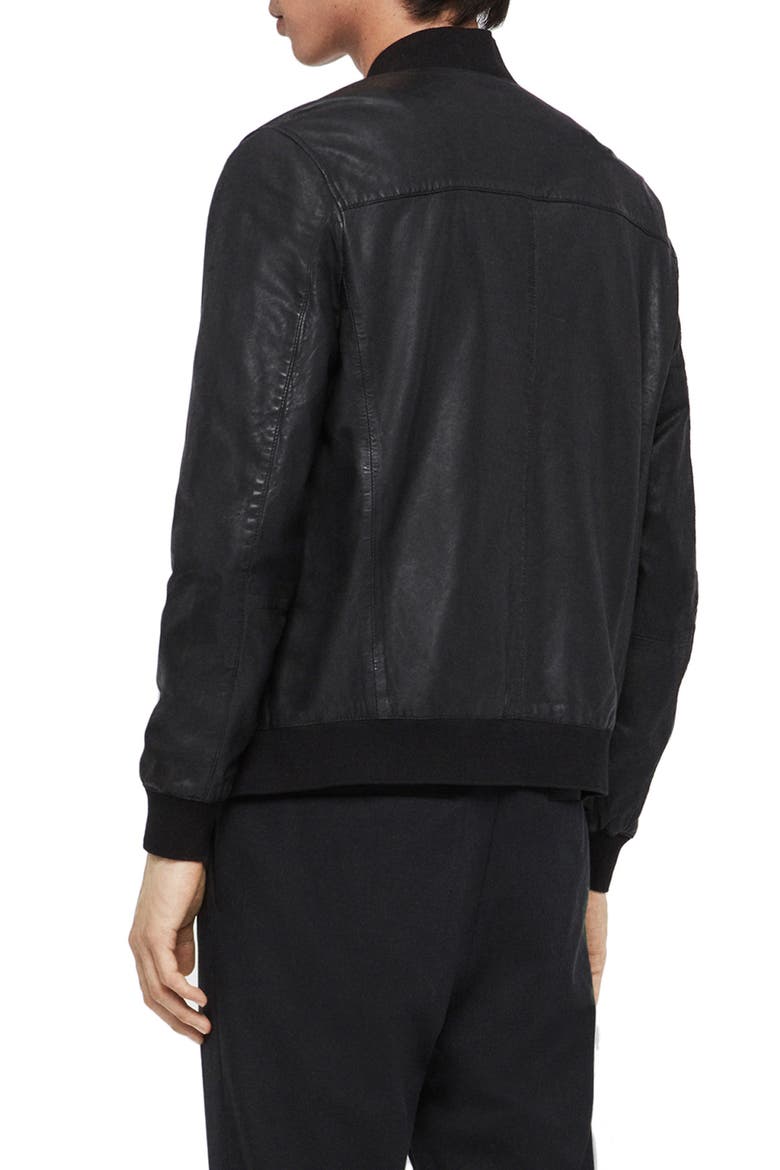 Kino Leather Bomber Jacket, Alternate, color, BLACK