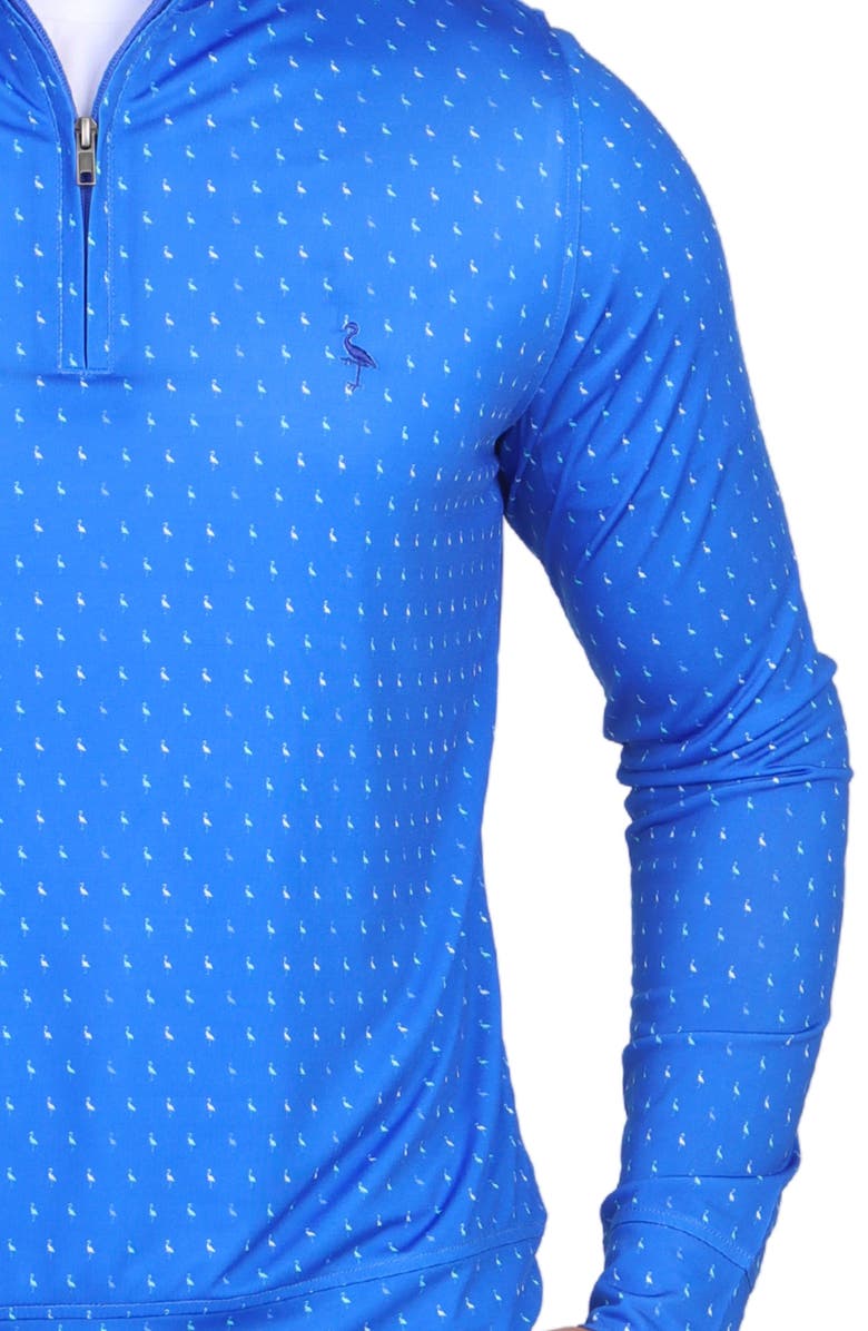 TailorByrd Byrds Tees Print Quarter Zip Performance Polo, Alternate, color, Royal Blue