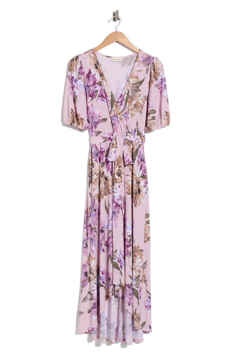 Faux Wrap Maxi Dress, Alternate, color, PURPLE FLORAL