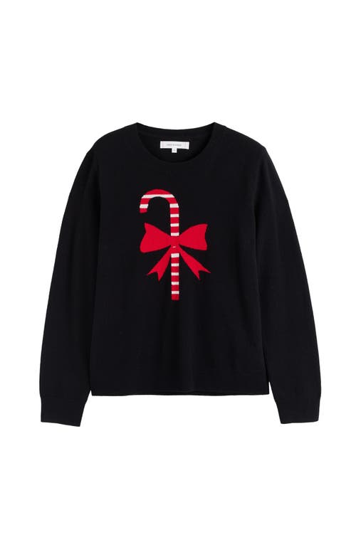 Chinti & Parker Wool-cashmere Candy Cane Sweater In Black