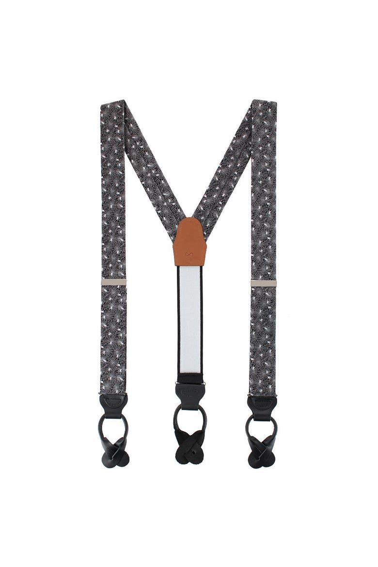 Venom Spider Web Motif Novelty Silk Button End Suspenders, Alternate, color, Black