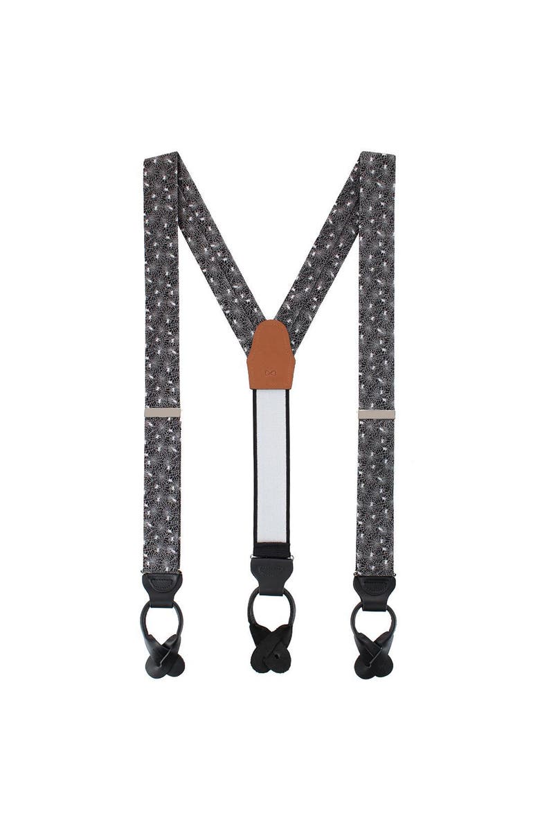 Trafalgar Venom Spider Web Motif Novelty Silk Button End Suspenders, Alternate, color, Black