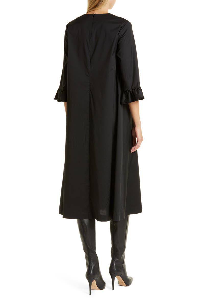 Floral Embroidered Midi Dress, Alternate, color, BLACK/ BISCOTTI/ MAHOGANY