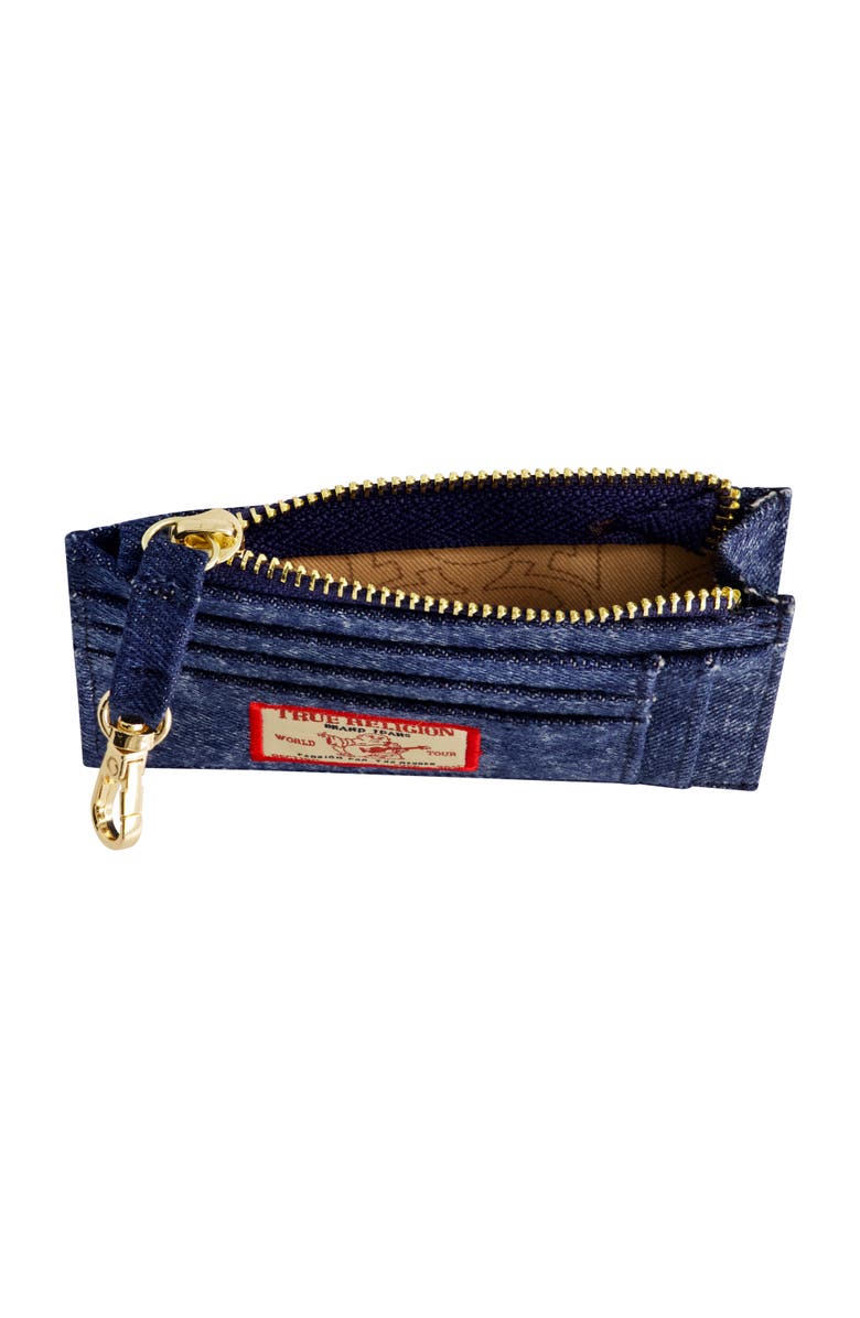 True Religion Denim Zip Card Case, Alternate, color, Medium Blue