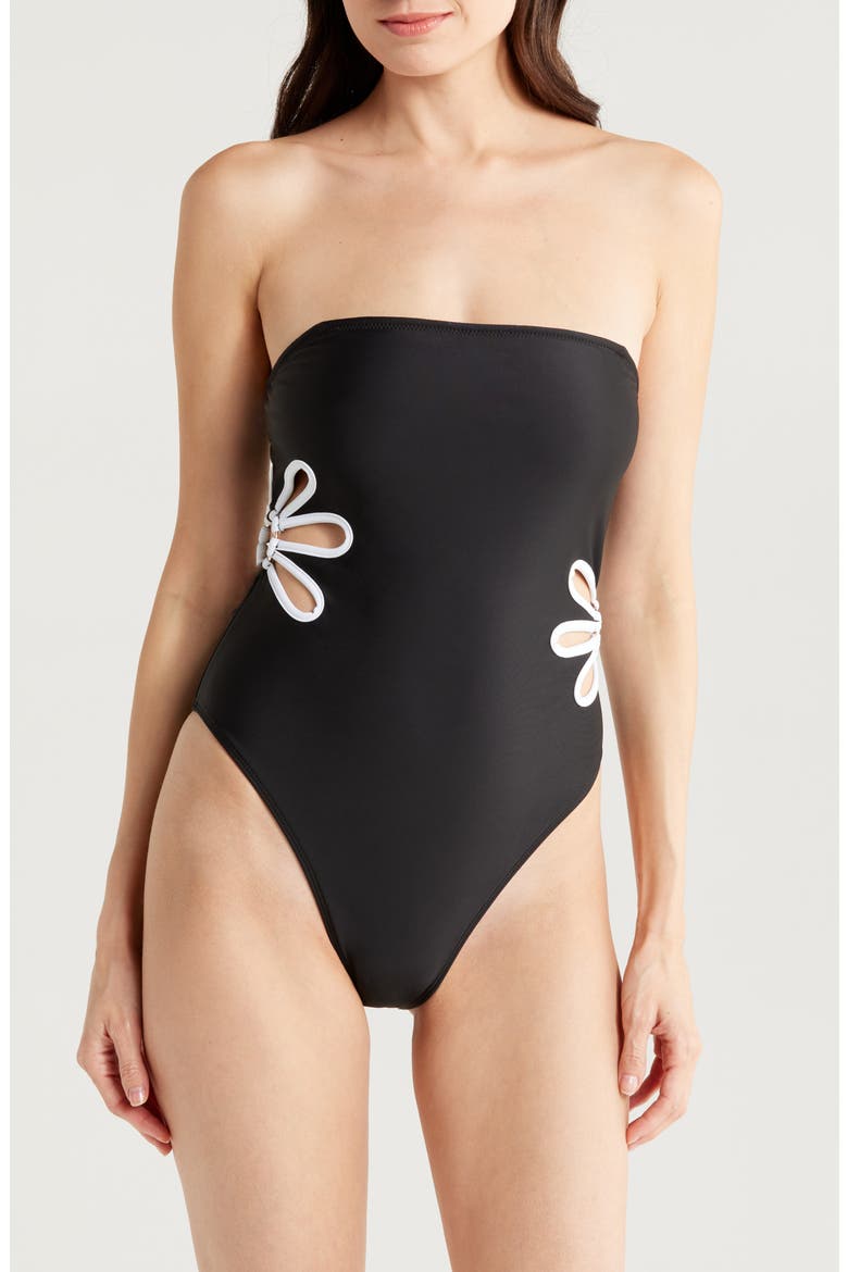 Luca Cutout One-Piece Swimsuit, Main, color, BLACK/ WHITE CUTOUT