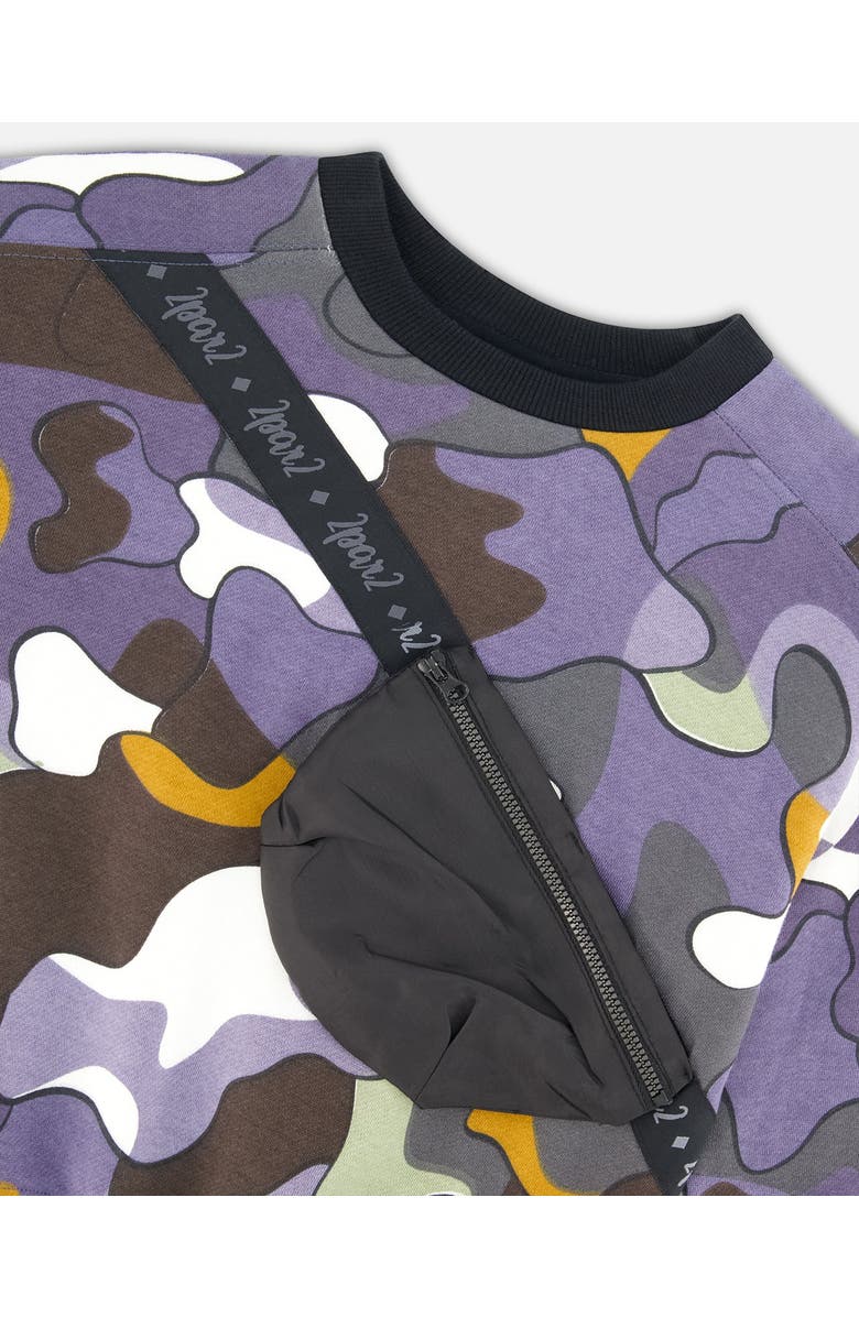 Deux par Deux Little Boy's Printed Camo Fleece Sweatshirt With Bag, Alternate, color, 