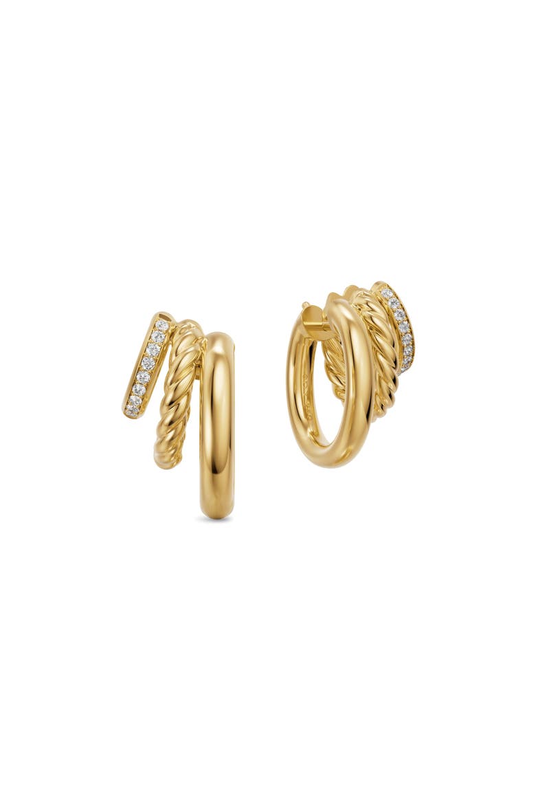 DY Mercer Multi Row Earrings in 18K Yellow Gold with Diamonds, Alternate, color, GOLD