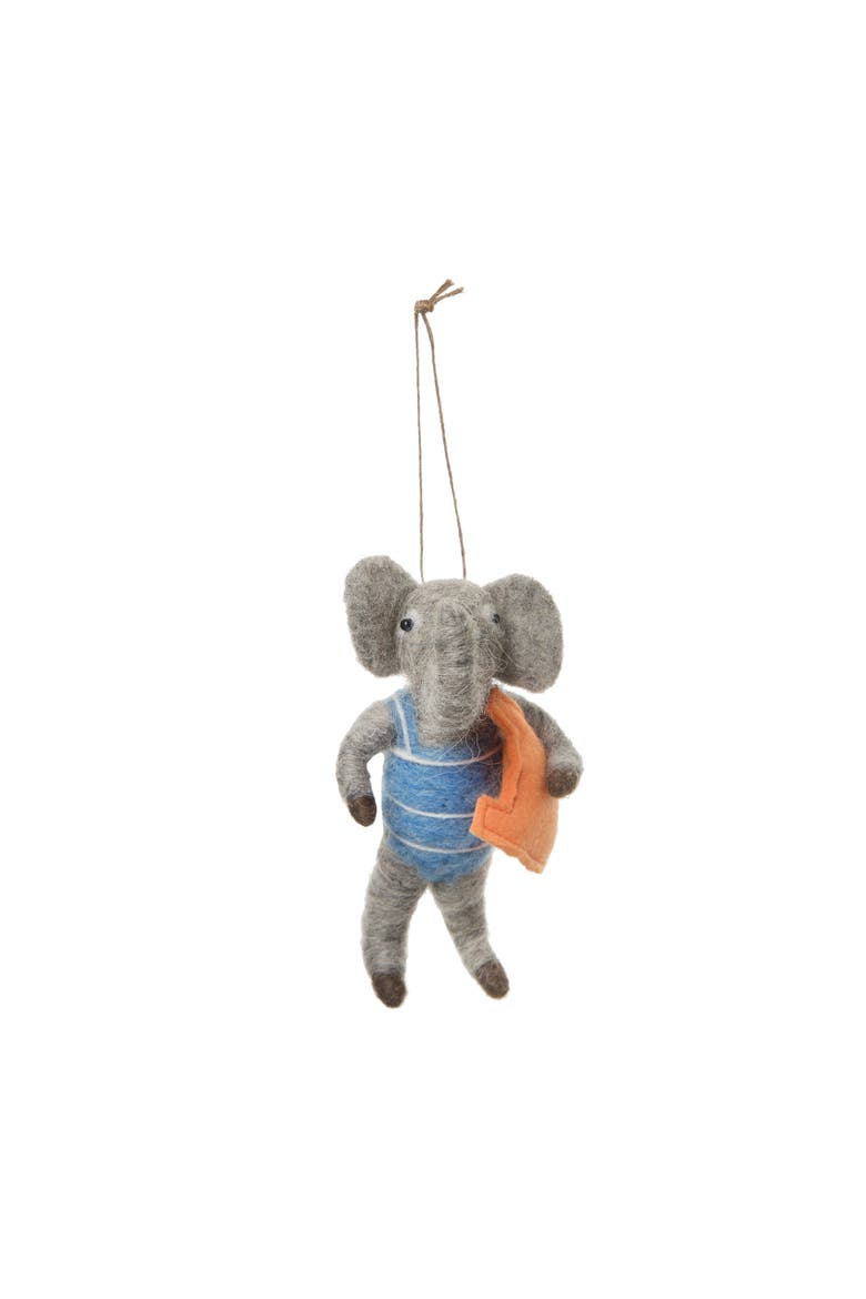 Beach Elephant Ornament, Main, color, Grey