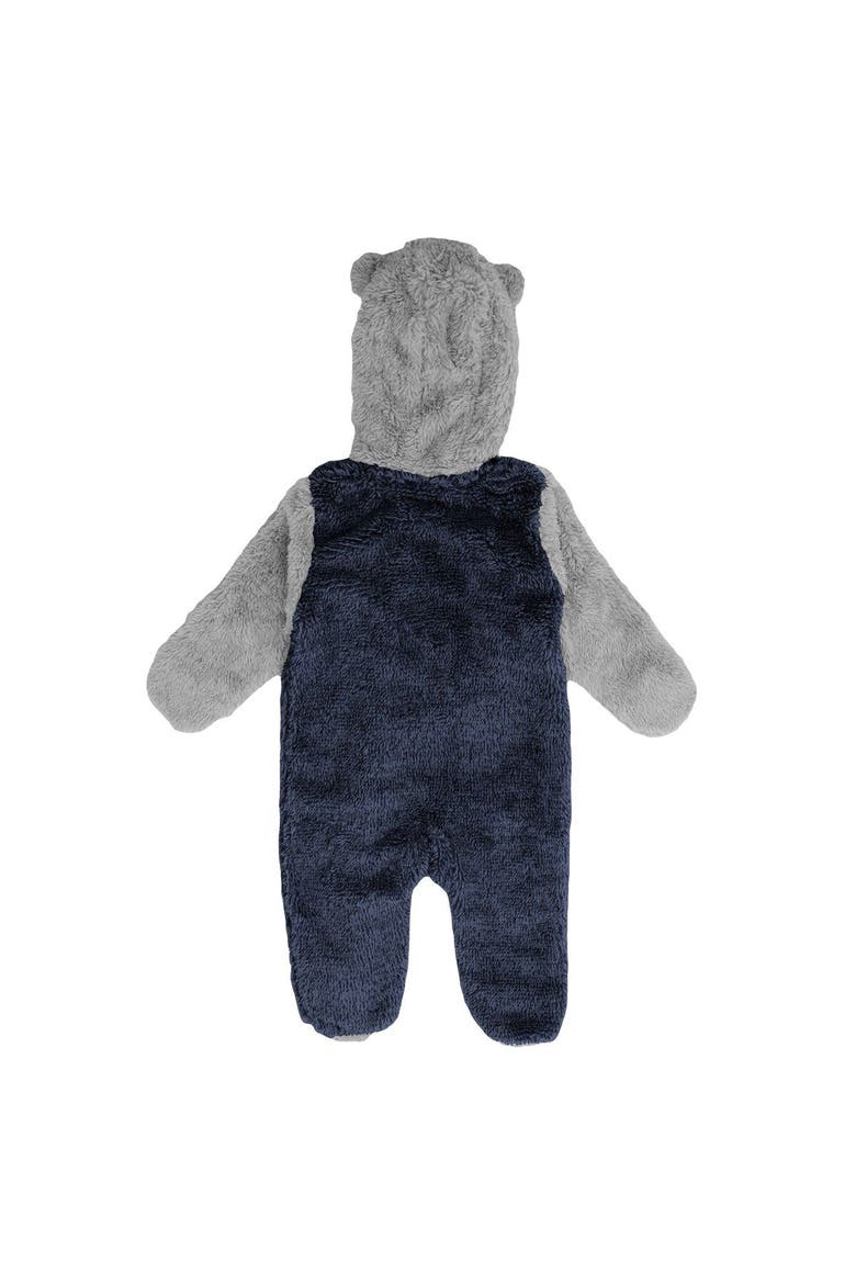 Newborn and Infant Navy/Gray Cleveland Guardians Game Nap Teddy Fleece Bunting Full-Zip Sleeper, Alternate, color, Navy