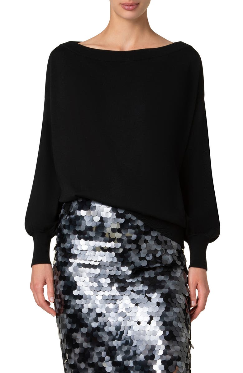 Akris punto Oversize Boat Neck Virgin Wool Sweater, Main, color,