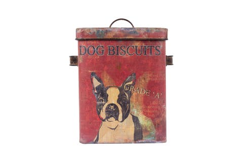 Metal Dog Biscuits Container with Lid, Multicolor