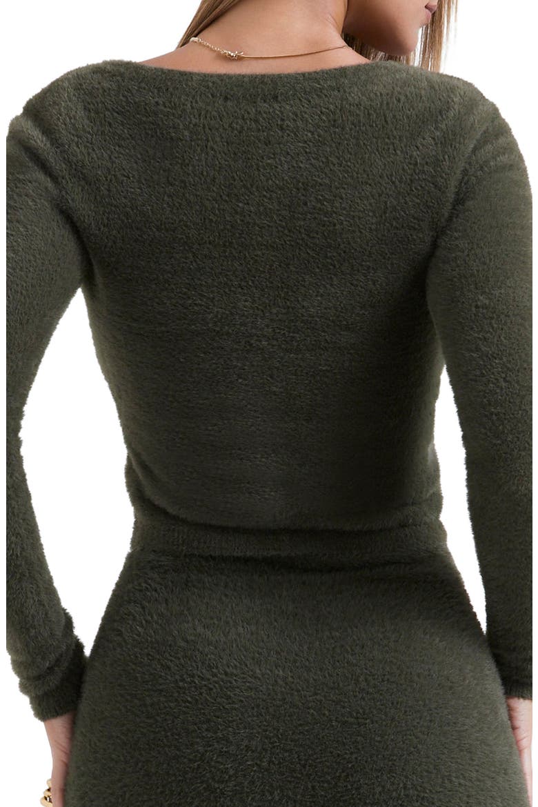 Gene Chenille Crop Cardigan, Alternate, color, KHAKI
