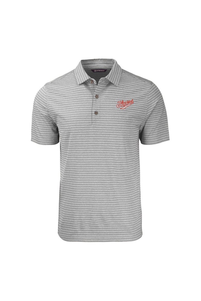 Men's Cutter & Buck Heather Gray Dayton Flyers Big & Tall Forge Eco Stripe Stretch Recycled Polo, Alternate, color, Heather Gray