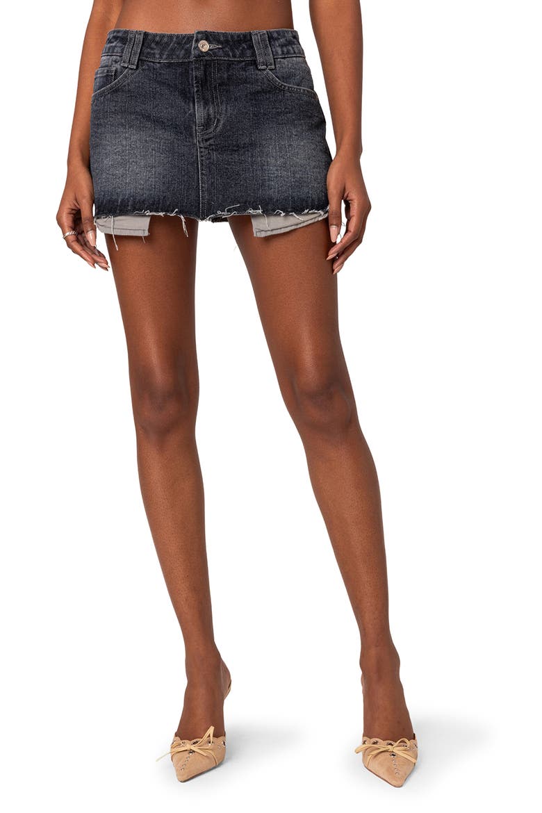 Denim Miniskirt, Main, color, DARK-GRAY