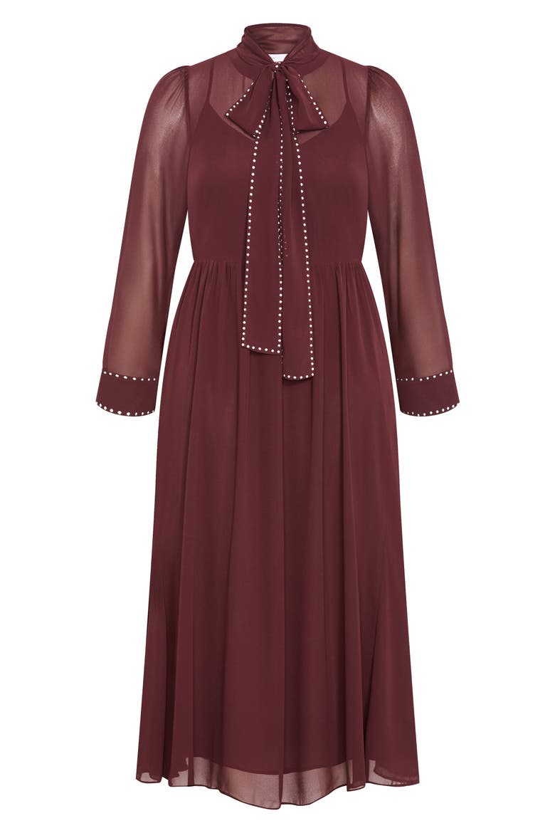 Kara Long Sleeve A-Line Dress, Alternate, color, CHOCOLATE CHERRY