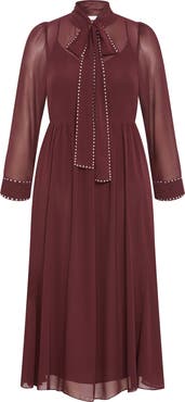City Chic Kara Long Sleeve A-Line Dress