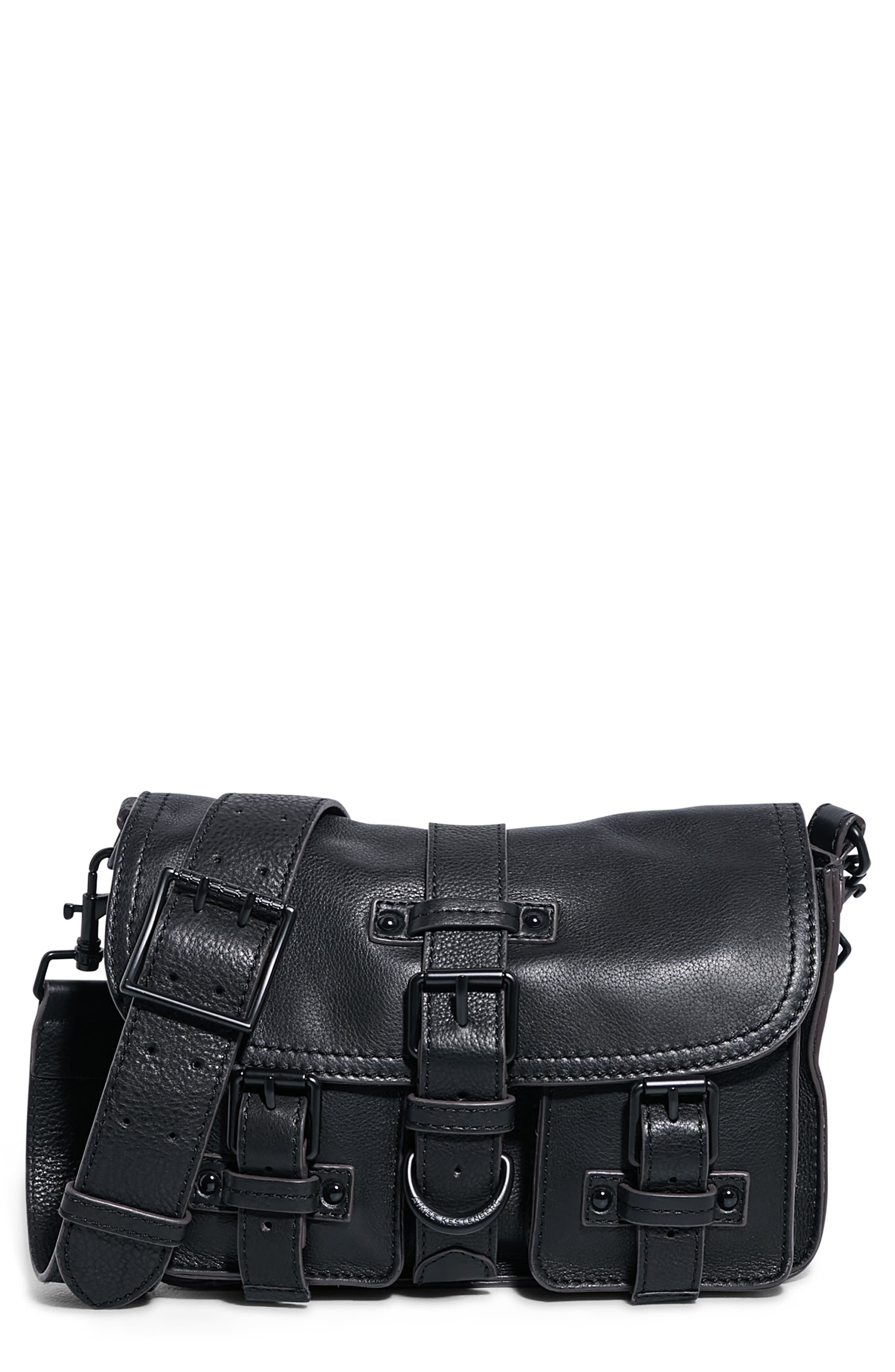 AIMEE Saddle Up Leather Crossbody Bag, Main, color, Black