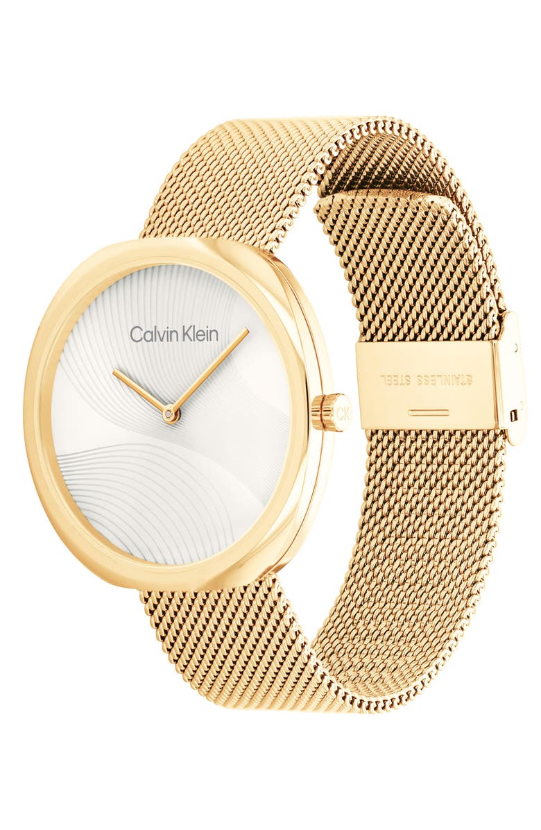 Calvin Klein Goldtone Mesh Bracelet Watch, 36.6mm, Alternate, color, Silver