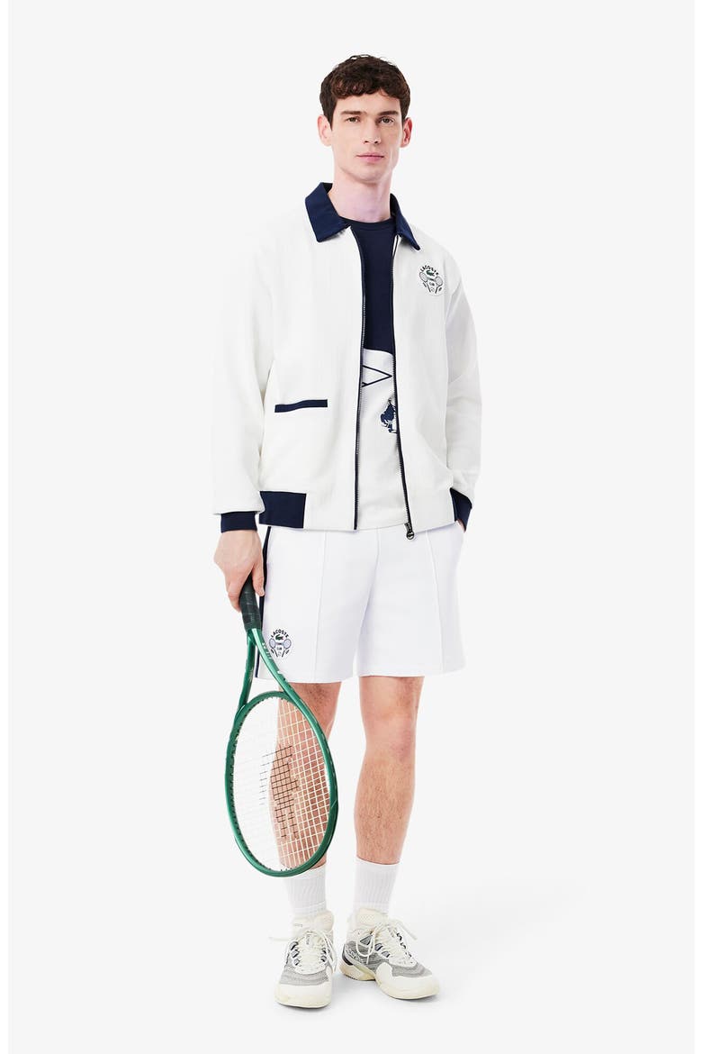 Performance Piqué Tennis Shorts, Alternate, color, 522 WHITE/ NAVY BLUE