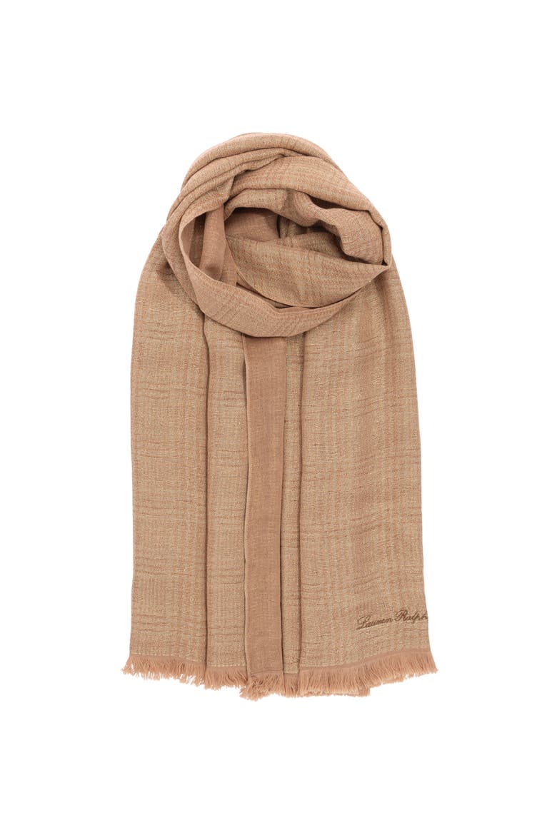 Double Face Shine Plaid Wrap, Main, color, Camel/Gold