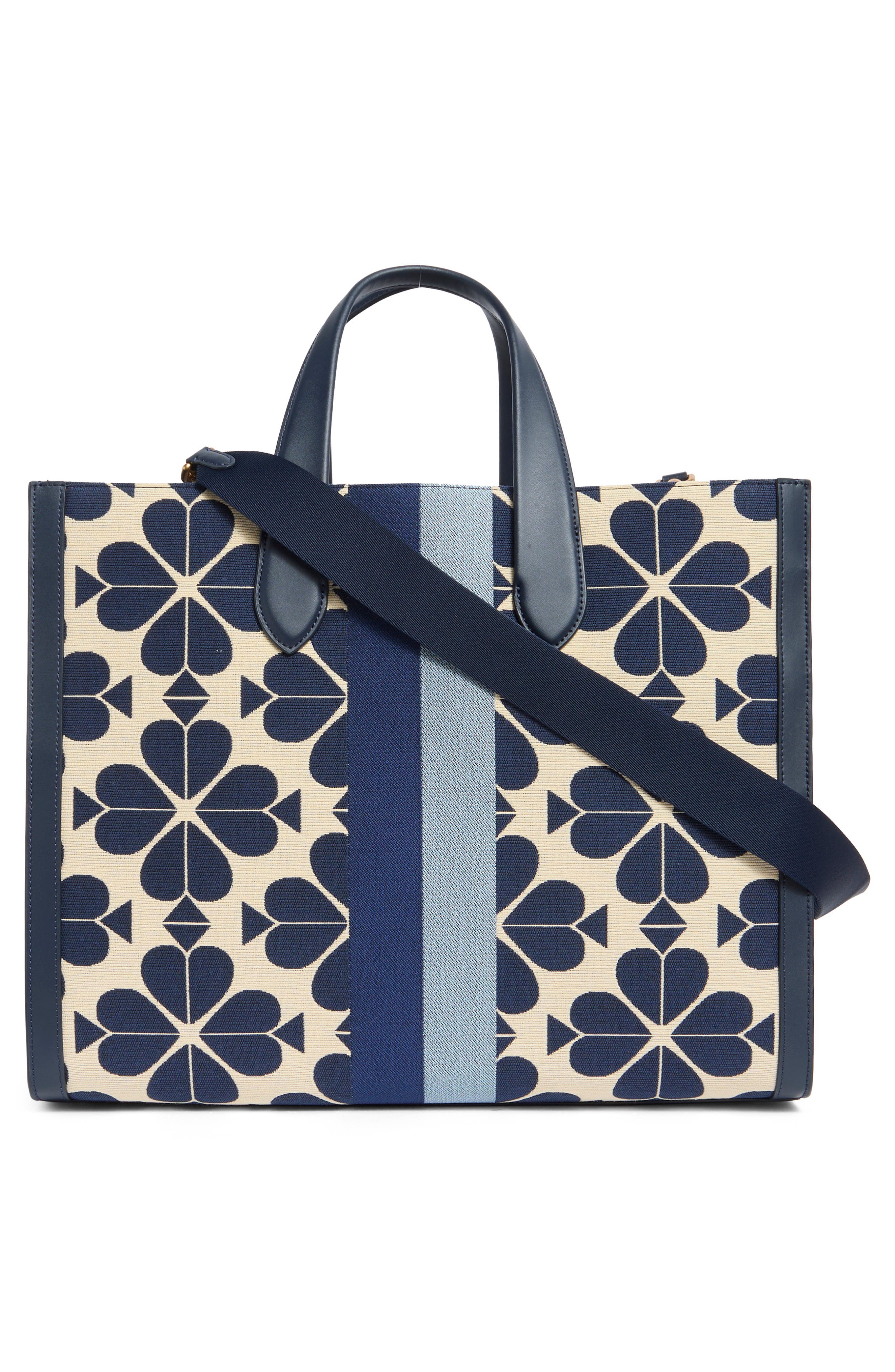 Kate Spade New York oversize spade flower jacquard stripe manhattan tote bag, Alternate, color, 
