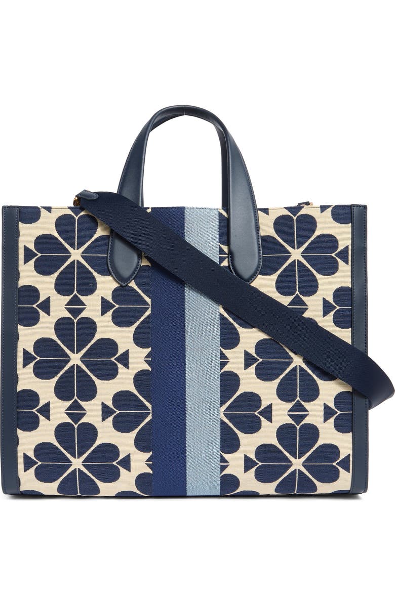 Kate Spade New York oversize spade flower jacquard stripe manhattan tote bag, Alternate, color,