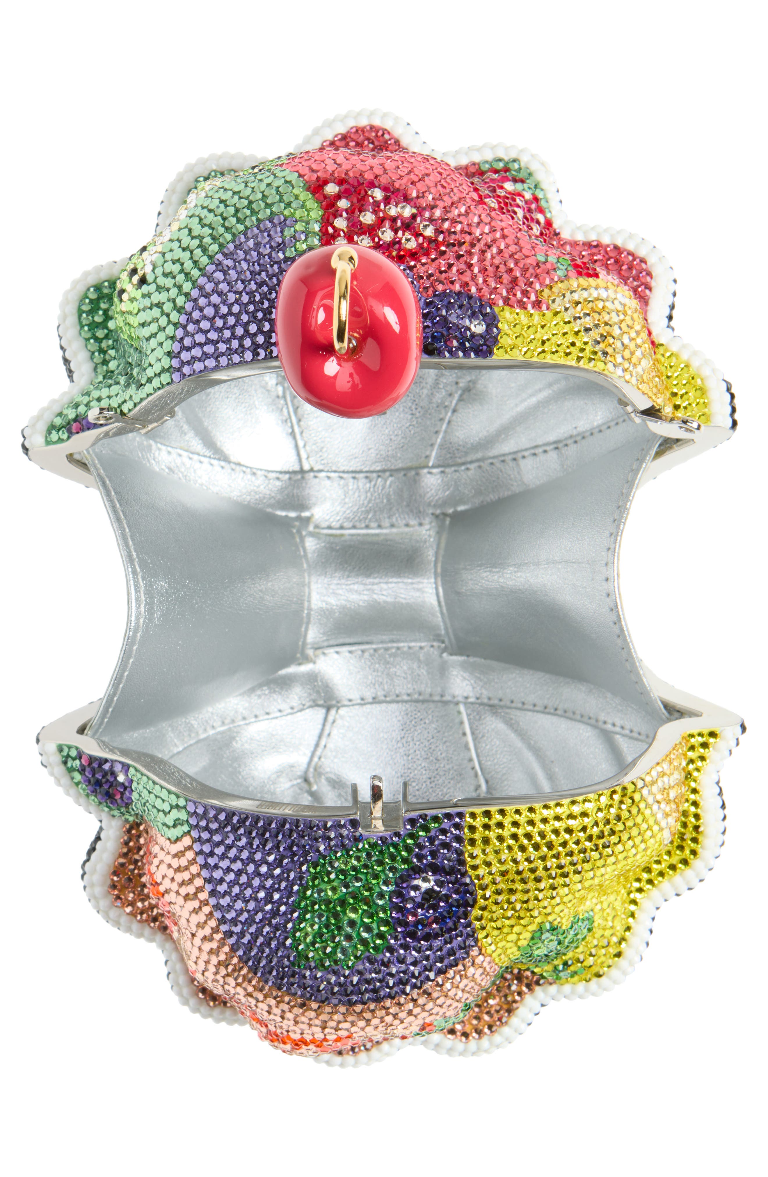 JUDITH LEIBER COUTURE Ice Cream Sundae Gelato Crystal Clutch, Alternate, color, Silver Chalk Multi