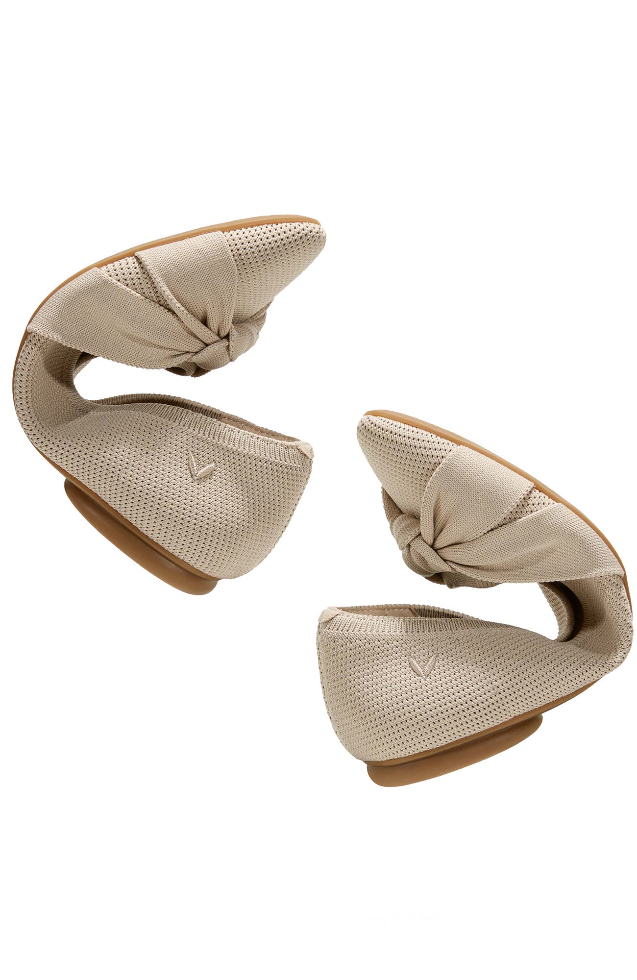 VIVAIA Almond-Toe Knotted Flats, Alternate, color, Almond