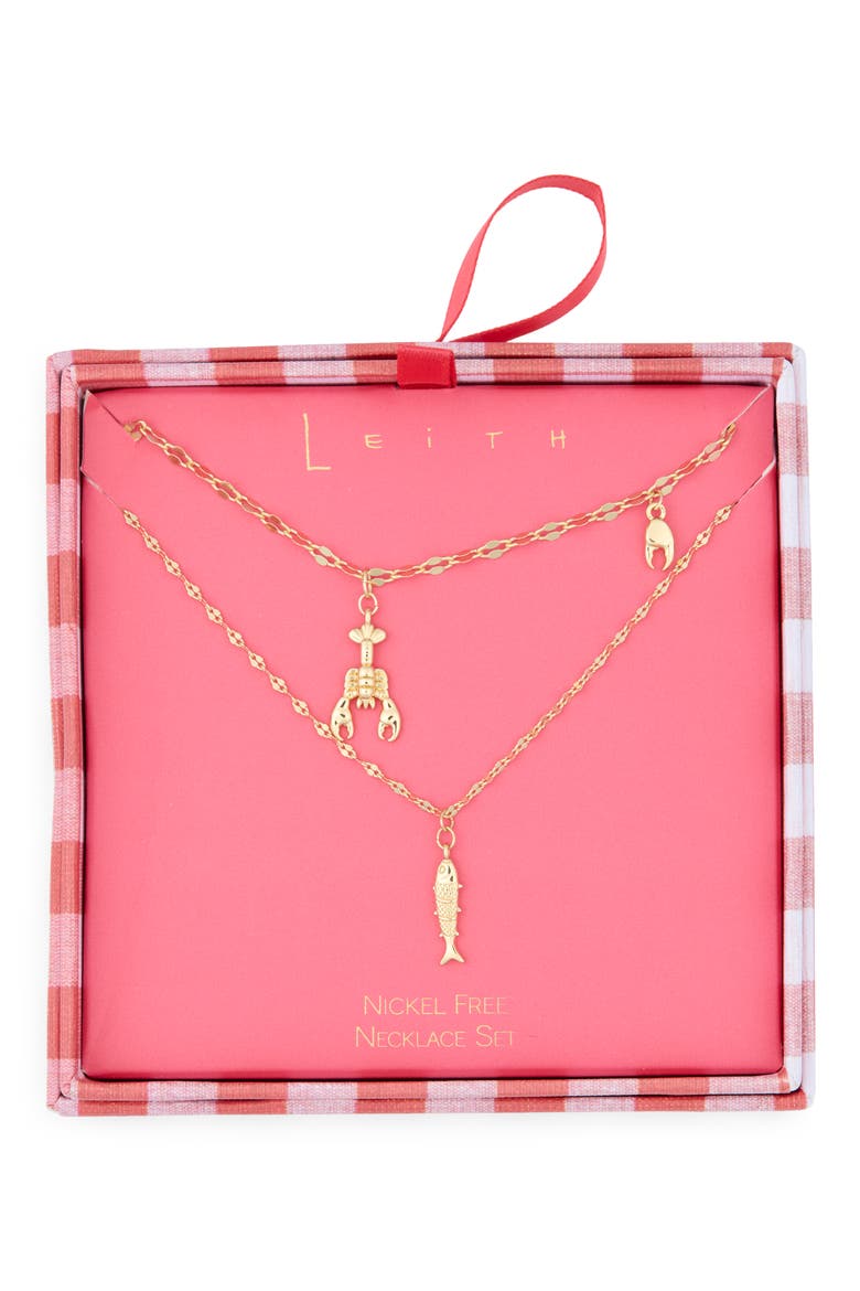 Two Row Lobster Pendant Necklace, Main, color, GOLD