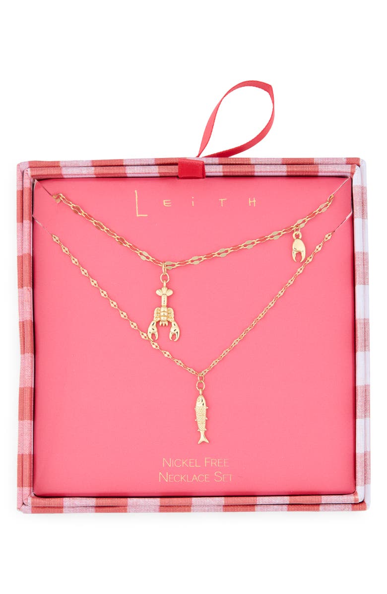 Leith Two Row Lobster Pendant Necklace, Main, color, Gold