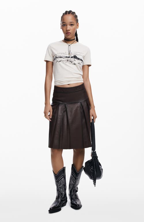 Desigual Double Waistband Denim Bermuda Shorts In Light Beige