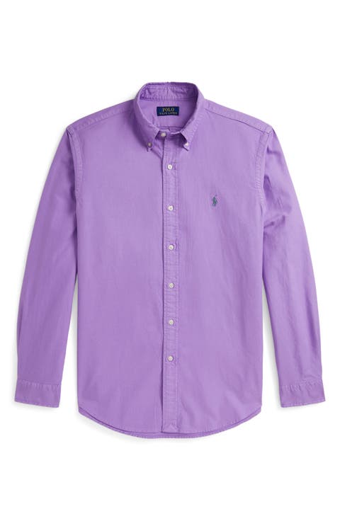 Classic Fit Garment Dyed Cotton Button-Down Oxford Shirt