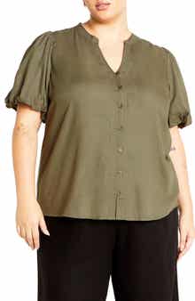 City Chic Georgia Short Sleeve Button Front Shirt
