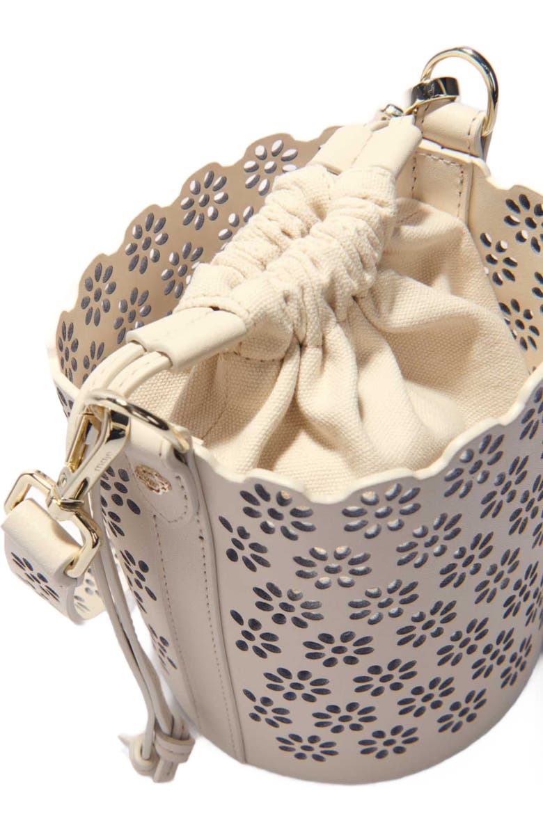 maje Perforated leather bucket bag, Alternate, color,