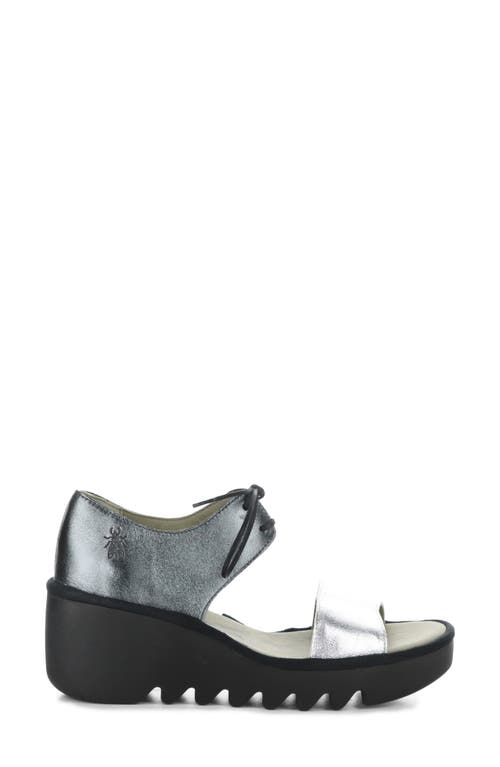 Fly London Bilu Platform Wedge Sandal In Silver