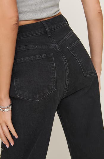 Reformation Cary Studded High Waist Slouchy Wide Leg Jeans
