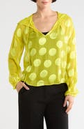 Longchamp Hooded Long Sleeve Silk Blend Chiffon Top