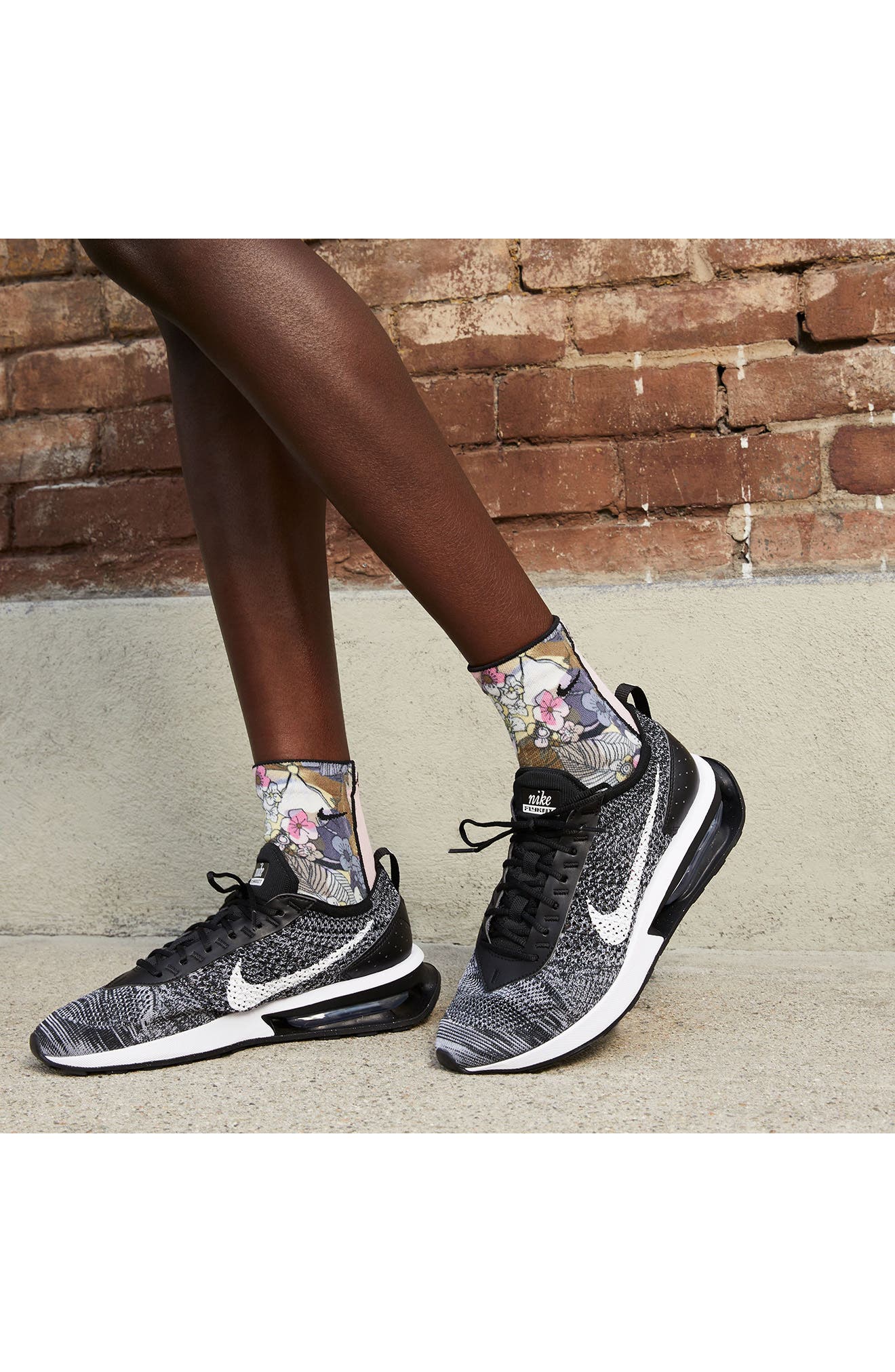 Nike Air Max Flyknit Racer Sneaker, Alternate, color, Black/ White