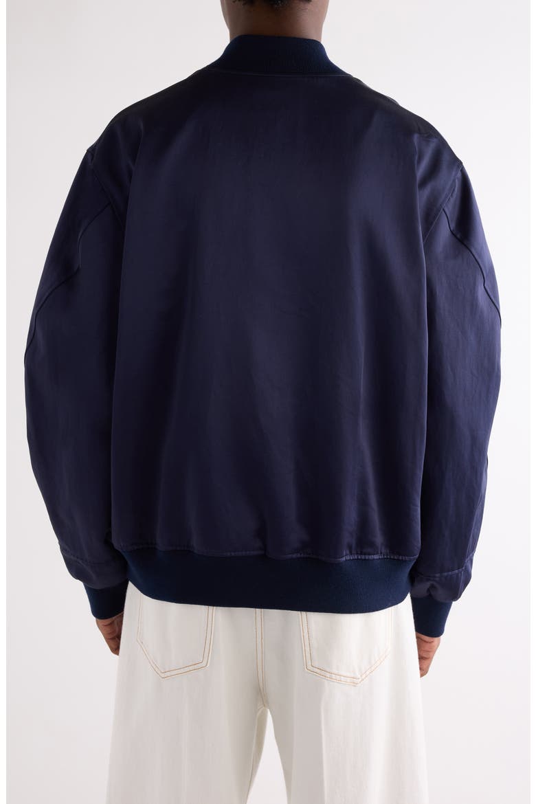 Oversize Logo Appliqué Bomber Jacket, Alternate, color, NAVY